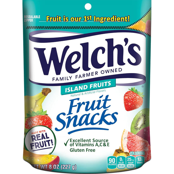 Welch's Fruit Snacks, Island Fruits Snack Pack, Gluten Free, 8oz Snack Pack