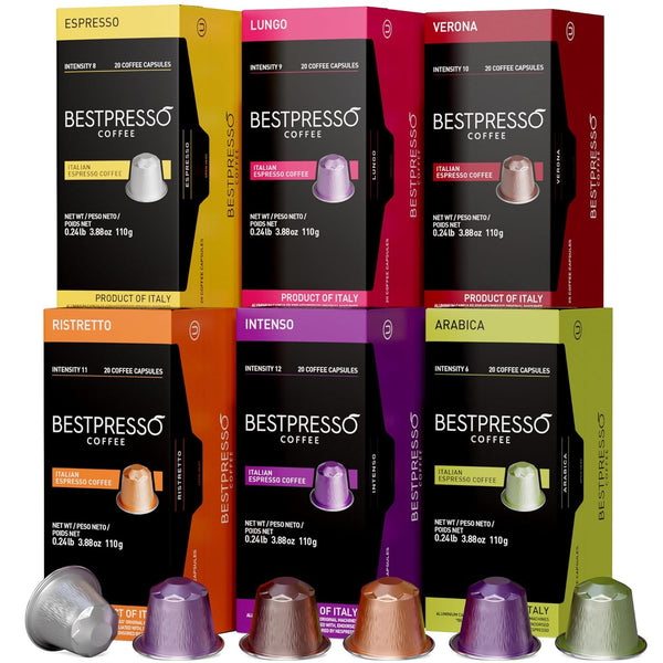 Bestpresso Coffee for Nespresso Original Machine 120 pods Certified Genuine Espresso Variety