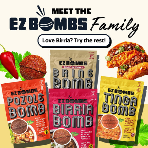 Pack Pozole, Pozole EZ Bombs Variety Tinga & Birria Bomb Seasonings Authentic Mexican Spice Mix for Tacos, Tortas
