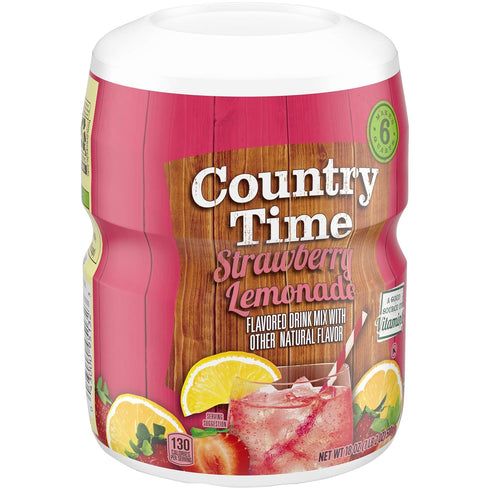 Country 1 Count 18 oz Time Strawberry Lemonade Naturally Flavored Powdered Drink Mix Canister