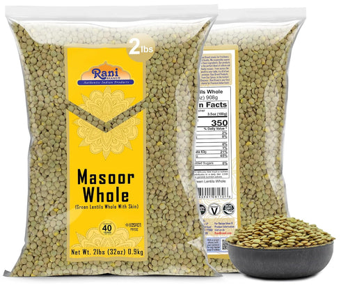 32oz (2lbs) 908g Rani Masoor Whole (Green Lentils Whole With Skin) ~ All Natural | Vegan | Gluten Friendly | Non-GMO |