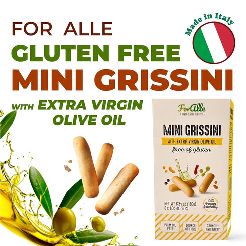 For Alle 6x1.05 oz (6.34 oz) (Pack 4) Gluten Free Mini Grissini with Extra Virgin Olive Oil, Traditional Italian