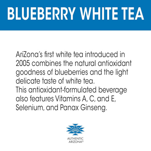 20 Oz, Pack 24 AriZona Premium Brewed Blueberry White, Fl