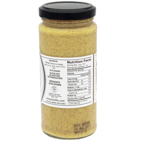 Kozlik's 8.5oz Sweet & Smoky Brown Yellow Dijon Natural Gluten Free Non-GMO Mustard, Jar