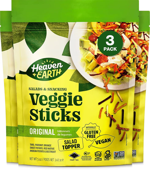 Heaven & Earth, Veggie Sticks, Snack & Salad Topper, 5oz (3 Pack)