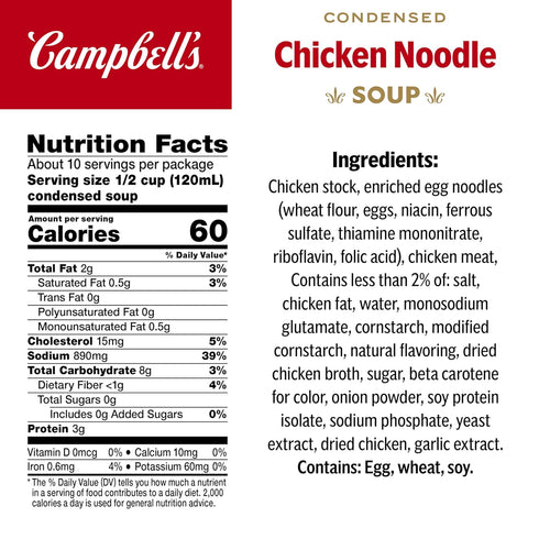 10.75 (Pack 4) Campbell's Condensed Chicken Noodle Soup, Ounce Can