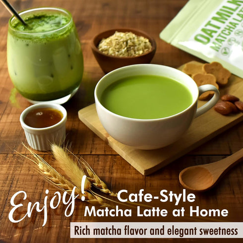 100% 3.5OZ(100g) YAMASAN KYOTO UJI Japanese Oat Milk Matcha Latte, Uji Matcha Ceremonial Grade with Oat Milk Instant