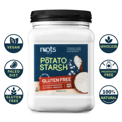 2 Pack 21oz Roots Circle Gluten-Free Potato Starch | of Jars | No Preservatives or Artificial Ingredients | Kosher