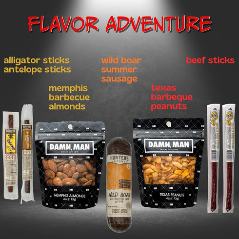 Beef Jerky Gift Basket for Men - Fathers Day, Birthday Gift for Men, Dad - Includes Exotic Jerky Snacks, Alligator