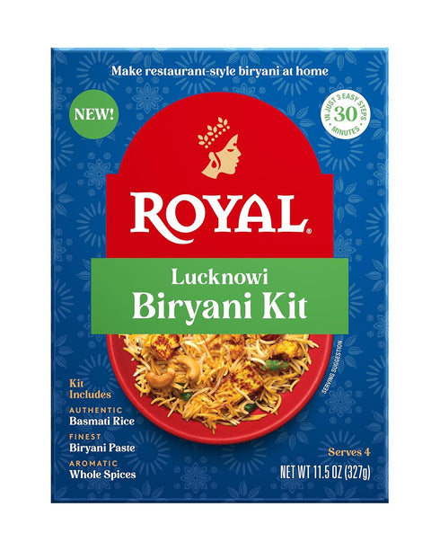 Royal Lucknowi Biryani Kit - White Basmati Rice, Paste, and Whole Spices,