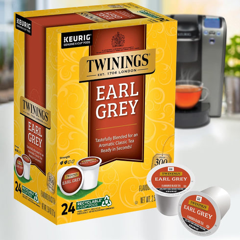 24 Count (Pack 2), Twinings Earl Grey Black Tea K-Cup Pods for Keurig, of Flavoured with Citrus and Bergamot