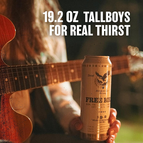 12-Pack (19.2oz Tallboy Free Bird, Sparkling Southern Spring Water, Cans) Unflavored Carbonated Zero Sugar, Crisp