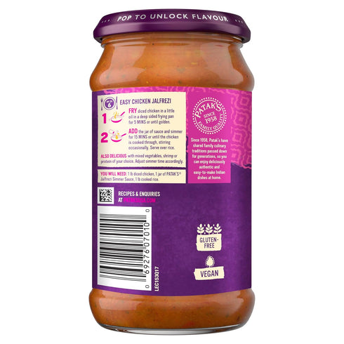 Simmer 15 oz PATAKS Jalfrezi Sweet Pepper Spicy Curry and Sauce