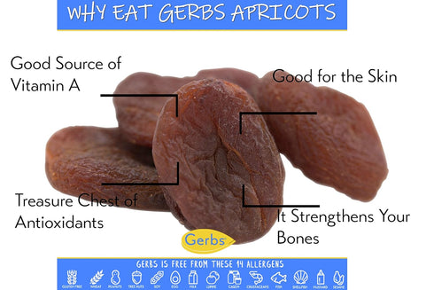 2 lbs. 14 Gerbs Dried Apricots | Unsulfured, No Artificial Additives, Resealable Bag | Naturally Sweet & Chewy | Top