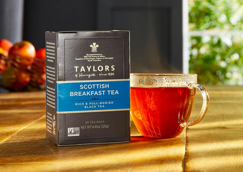 50 Count (Pack 6), 300 Taylors of Harrogate Scottish Breakfast, Black Tea, Pillow Tea Bags, of Strong, Malty and Full