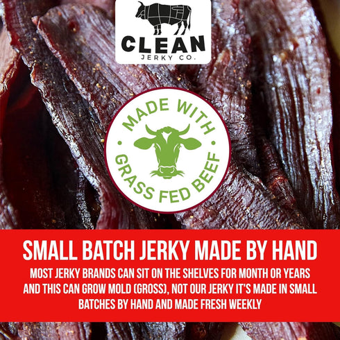 Clean Jerky Co . Grass Fed Beef Jerky | Sweet & Spicy - Very Mild Flavorful Protein Snack | No MSG, No Artifcial