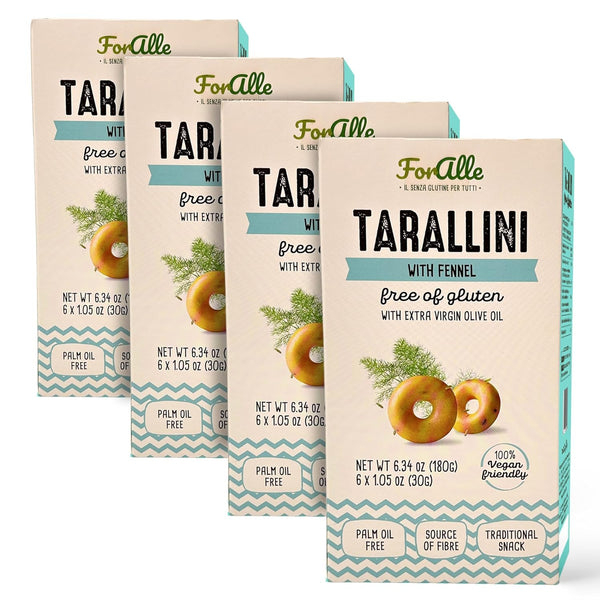 For Alle Gluten-Free Tarallini with Fennel and Extra Virgin Olive Oil, 6x1.05 oz (6.34