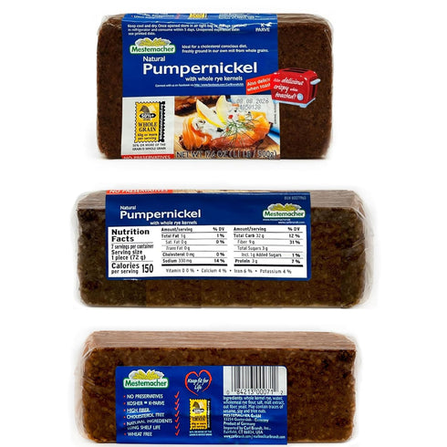 3 (1) (1) 17.6 Oz. (Pack 3) Mestemacher Natural High Fiber Bread Flavor Variety Bundle: Mestemacher Organic Three Grain