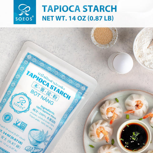14 Soeos Tapioca Flour Starch, Ounce, All Natural Tapioca Starch for Baking, Cooking & Boba Pearls, Thickens