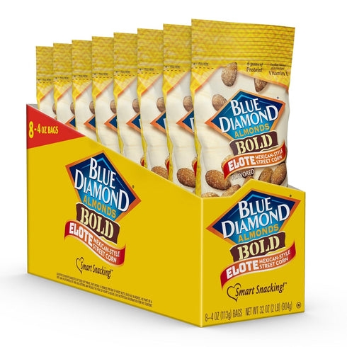 4oz. (Pack 8) Blue Diamond Almonds, BOLD Elote Flavored Snack Nuts, Shareable Size