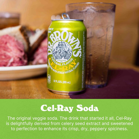 24 24 12 oz Dr. Brown's Cel-Ray Soda - A New York Original Celery Soda - Cans of Refreshing, Kosher, Gourmet Soda Pop