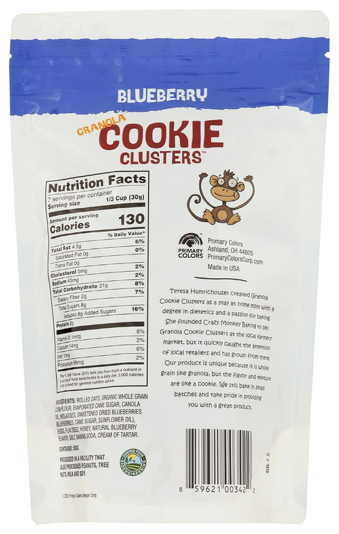 7.5 OZ Crazy Monkey Baking Blueberry Granola Cookie Clusters
