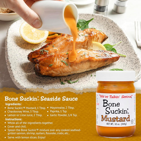 2 Pack (12 Bone Suckin' Mustard World Champion Flavor, Made in the USA, Non-GMO, Gluten-Free, Kosher and has No High