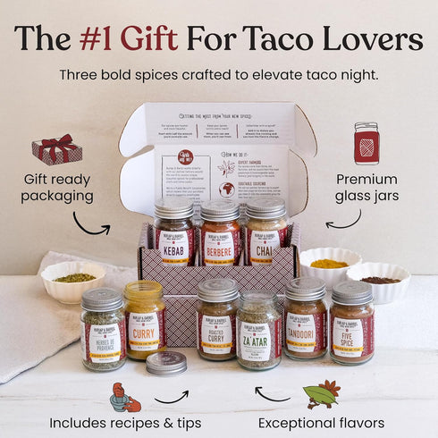 Set 3 Burlap & Barrel Taco Seasoning Single Origin Spice - Wild Mountain Cumin, Sun-Dried Tomato, Ground Black Lime