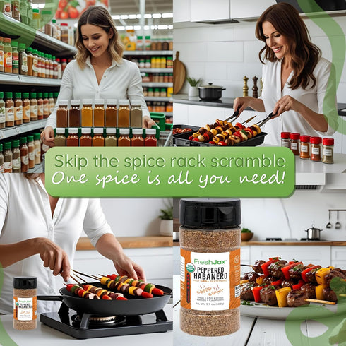 FreshJax Organic Peppered Habanero Hot Grilling Seasoning Spice (5.7 oz) - Non GMO, Gluten Free, Keto, Paleo