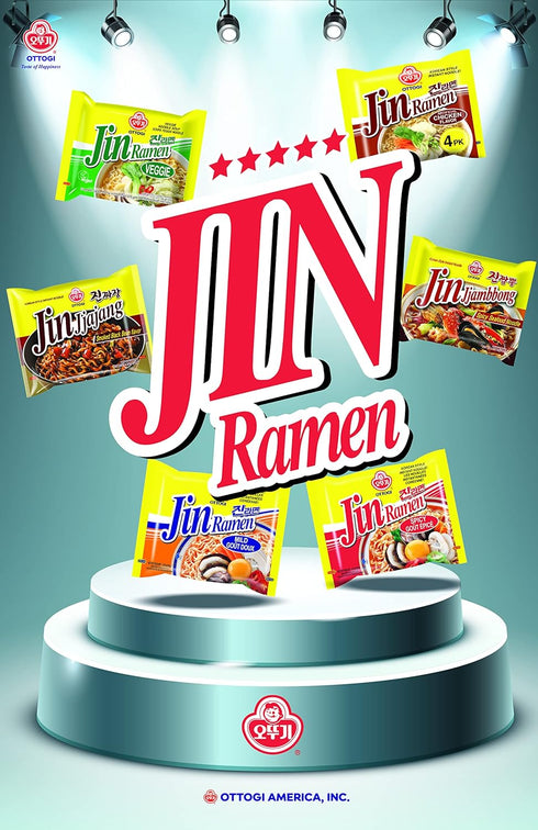 3.88oz 4 Pack OTTOGI Jin Ramen Veggie, Vegetable Ramen Soup for Vegeterian, Korean Style Instant Vegan Noodle, x