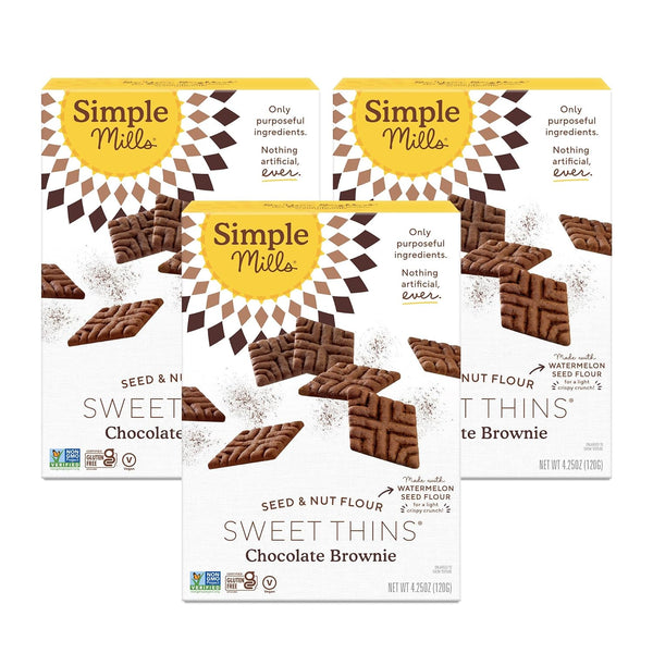 Simple Mills Chocolate Brownie Seed and Nut Flour Sweet Thins, Paleo Friendly