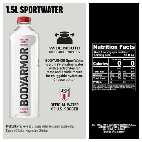 9+, 1.5 (Pack 12) BODYARMOR SportWater Alkaline Water, Superior Hydration, High Alkaline Water pH Electrolytes, Perfect