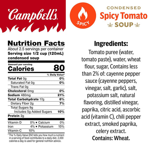10.5 oz 12) Campbell's Condensed Spicy Tomato Soup, Can (Case