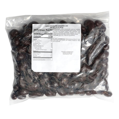 2 Dark Chocolate Covered Cashews, Pound Bulk Bag, Chocolate Covered Nuts, The Hampton Popcorn & Candy Company