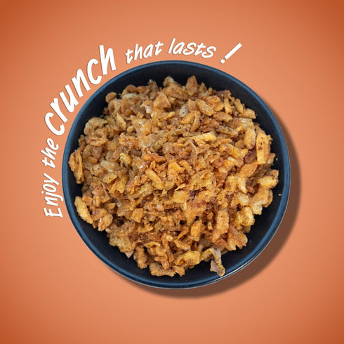 3.5 Oz., Homtiem Crispy Garlic & Onion : Original Spicy Medium Spice, Versatile Seasoning, All-Natural, Non-GMO, Vegan