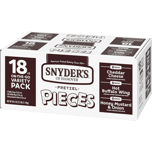 Pack Packs, 2.25 Oz, 18 (Pack 18) Snyder's of Hanover Pretzel Pieces, Variety of Pretzels Individual Ct