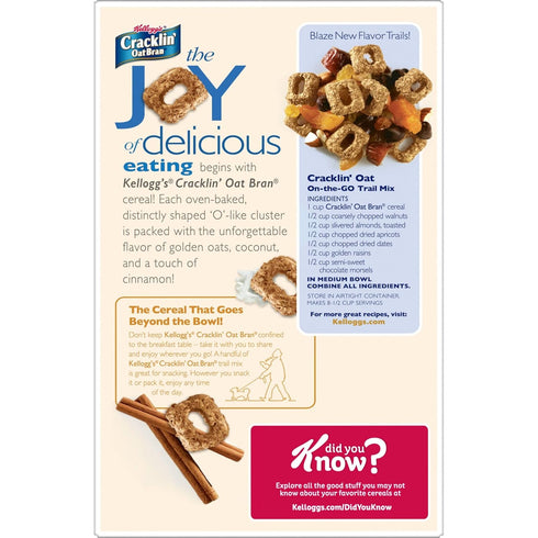 Cracklin' Oat Bran 16.5oz (1 Kellogg's Breakfast Cereal, Fiber Cereal, Family Cereal, Original, Box Box)