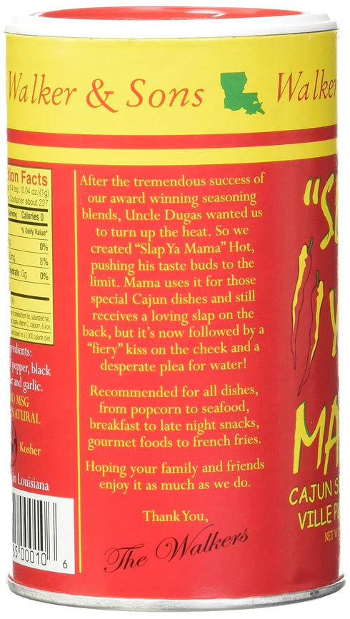 Slap Ya Mama Cajun Seasoning, Hot Blend, No MSG, Kosher, 8 Ounce Can, Pack of 3 from Louisiana