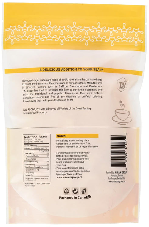 Taj 9 oz All Natural Sugar Cubes, (Saffron), Yellow
