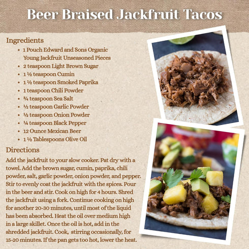 4.4 Edward & Sons Organic Young Jackfruit - Jackfruit Organic, Vegan Meat, Vegan Fruit, Plant Based Meat, Vegan Meat