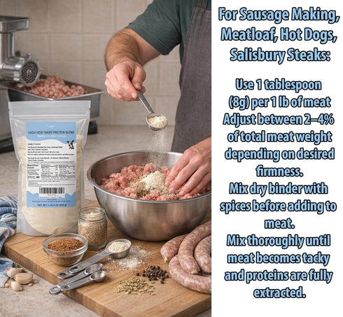 1.5 Nonfat Dry Milk Powder, High Heat Dairy Blend, Sausage Making Supplies-Improves Texture & Moisture Retention