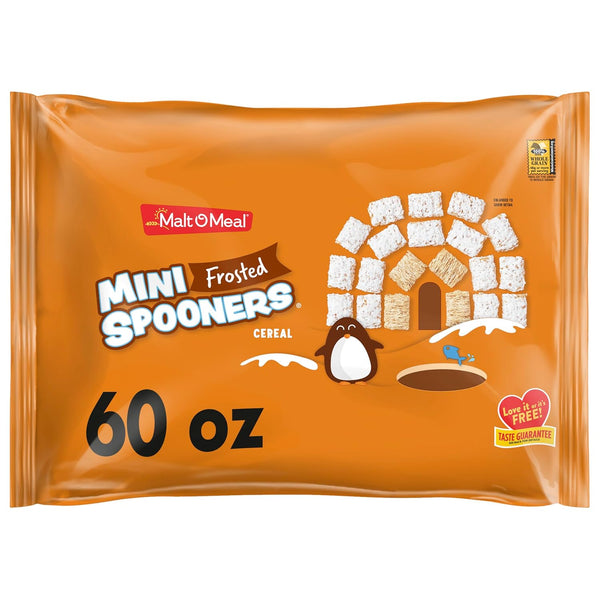 Malt-O-Meal Frosted Mini Spooners Whole Grain Breakfast Cereal, Crunchy Frosted Shredded Wheat