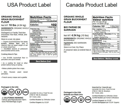 10 Food to Live Organic Whole Grain Buckwheat Flour, Pounds Non-GMO, Kosher, Unbleached, Unbromated, Unenriched, Stone