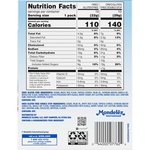 Pack, 20 Packs (2 Pack) OREO Gluten Free Original & Double Stuf Chocolate Sandwich Cookies Variety Gluten Free Cookies