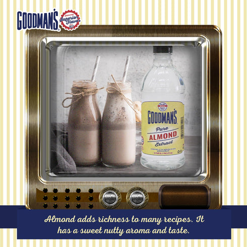 (16oz Goodman's Pure Almond Extract - Gluten-Free, Non-GMO, Kosher, Low Carb & Low Calorie - Ideal for Baking, Cooking