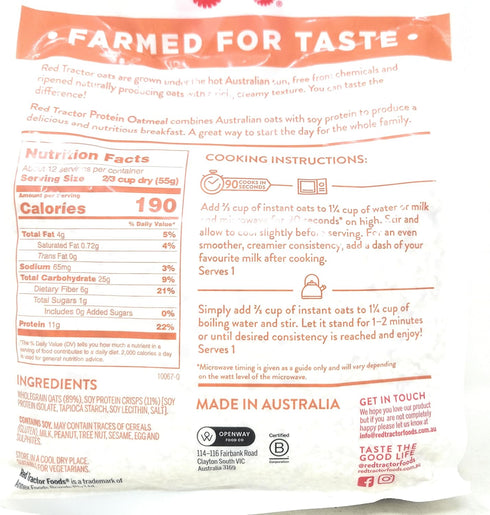 Generic 11g 24 oz Red Tractor Protein Creamy Style Oatmeal, High Fiber, Protein
