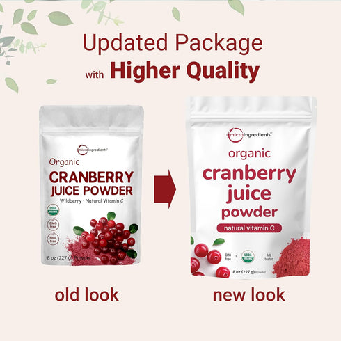 8 Sustainably US Grown, Organic Cranberry Juice Powder (Wild Cranberry Supplements Cold Pressed), Ounce | Supports