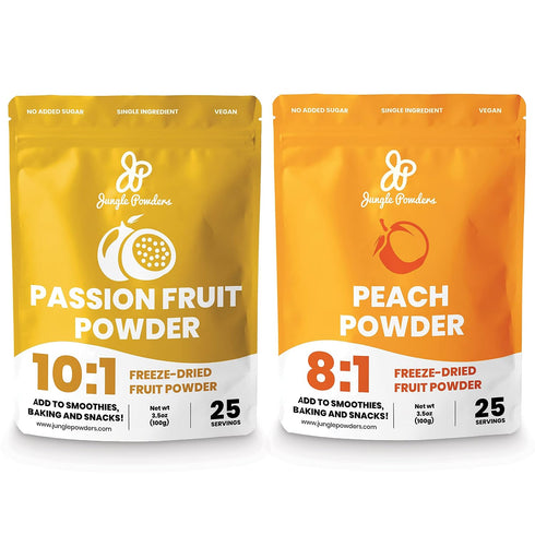 Jungle Powders Passion and Peach Fruit Powder Bundle 100% Natural Non GMO
