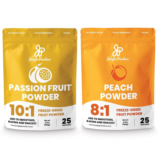 Jungle Powders Passion and Peach Fruit Powder Bundle 100% Natural Non GMO