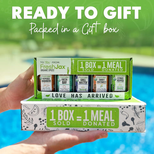 Set 5 FreshJax Grill Seasoning with Gift Box | Organic Clean Eating Spice Blends for Healthy Grilling, Meal Prep